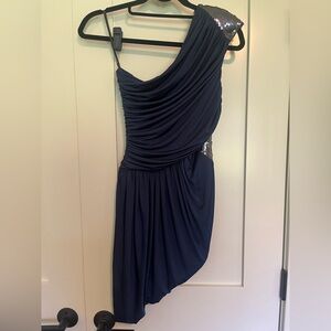 bebe Midnight Blue One-Shoulder Dress